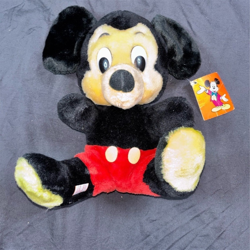 Vintage‎ Disney Mickey Mouse Plush Toy w/ Original Hang Tag 10 in